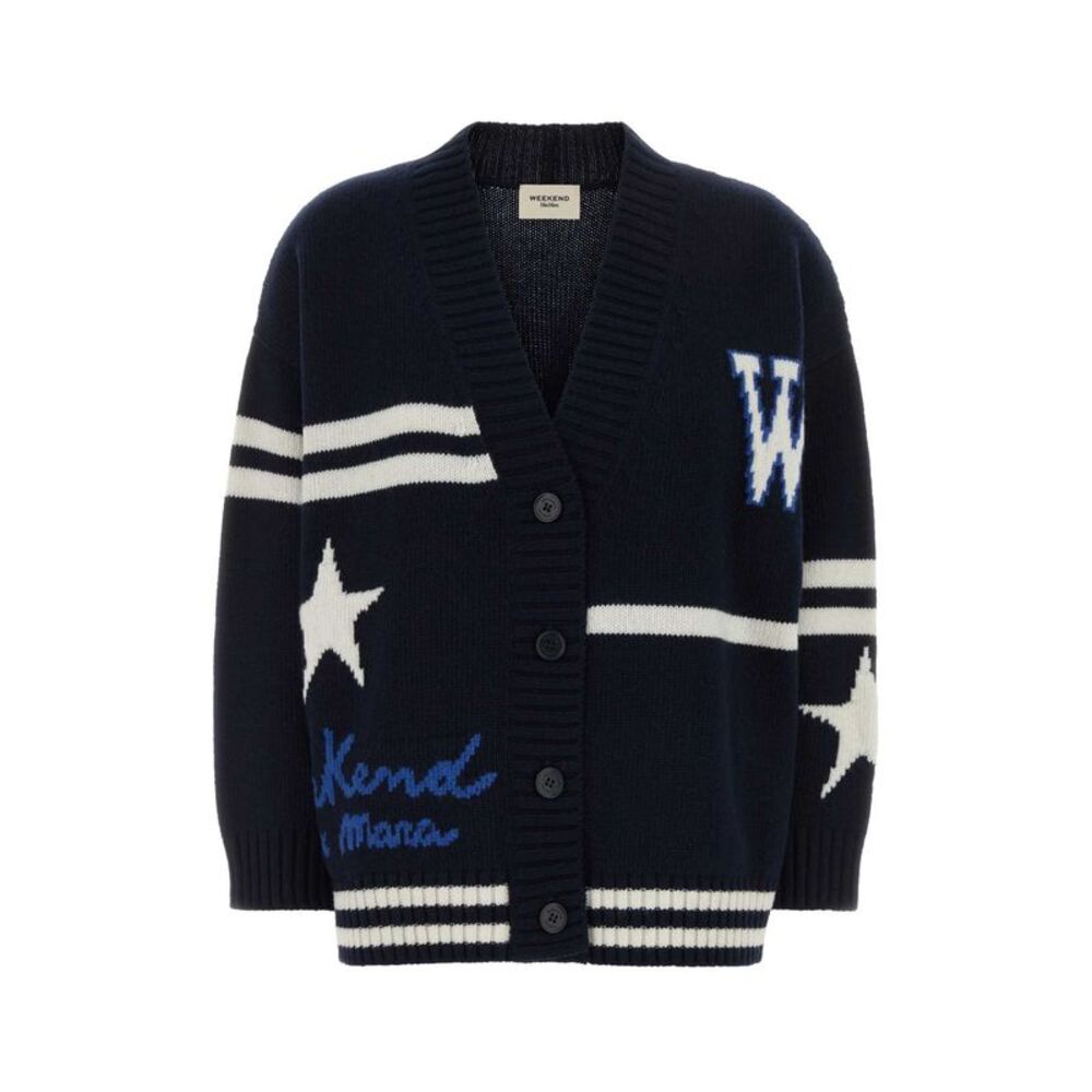 Weekend Max Mara Women Navy Blue Wool Oversize Belgio Cardigan